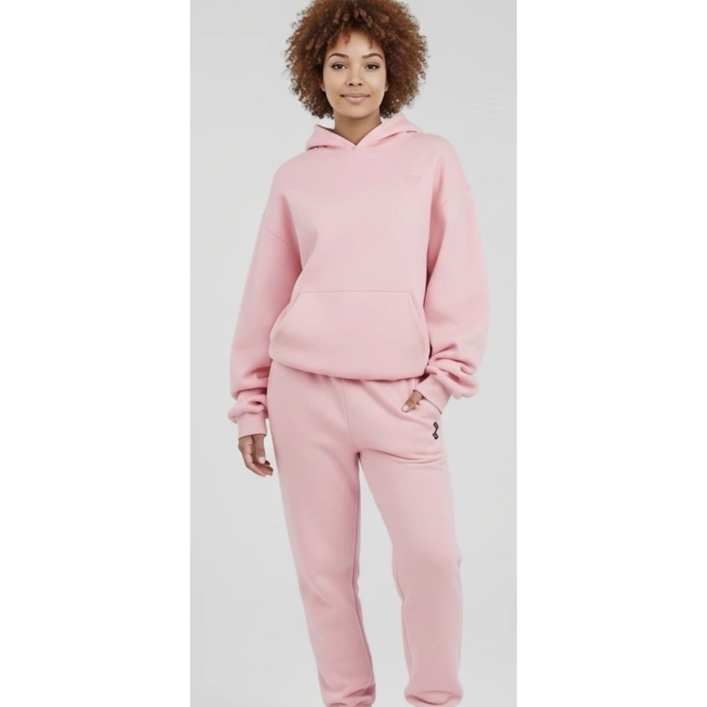 Comfort Love Hoodie Sweatshirt Women's Medium Oversized Fleece Lined Pink